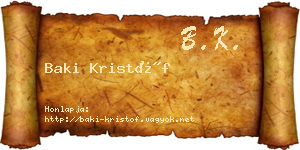 Baki Kristóf névjegykártya