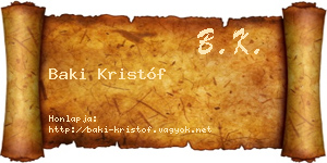 Baki Kristóf névjegykártya